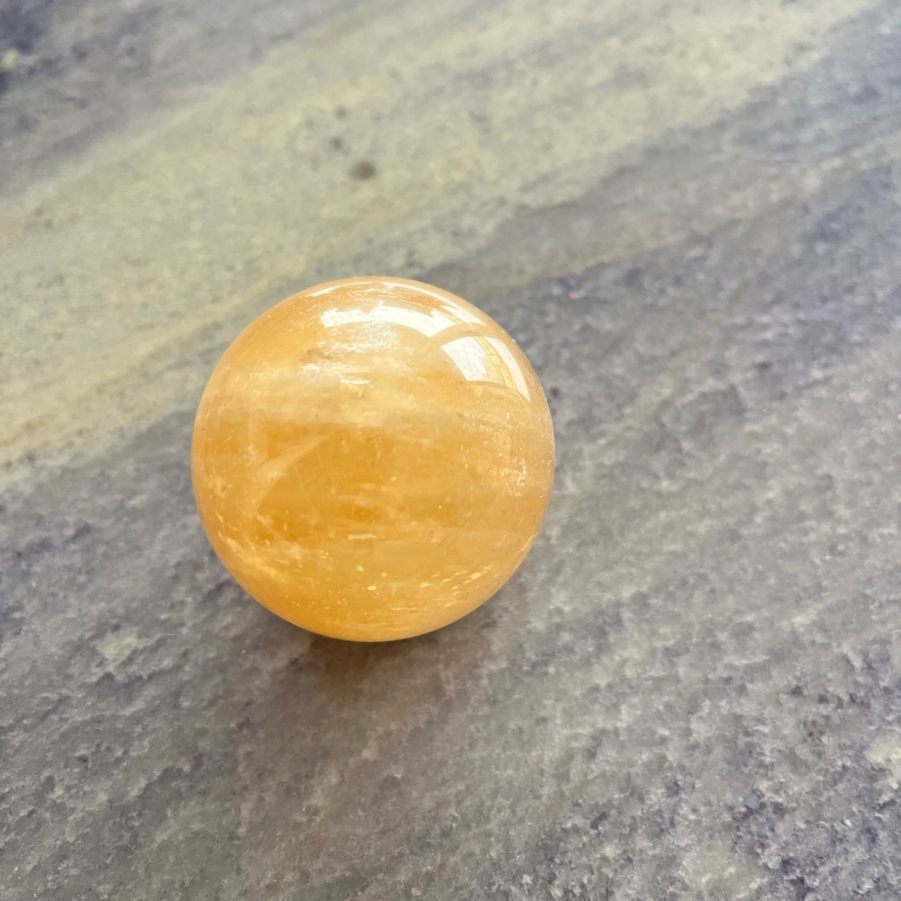 Natural Crystal Stone Polished Honey Yellow Citrine Calcite Ball Sphere 6oz Rock